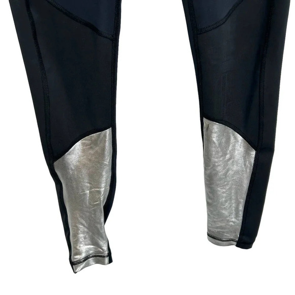 Alala Blocked Ankle Running Tights/Leggings Metallic Silver‎ Black Size XS - Picture 4 of 9